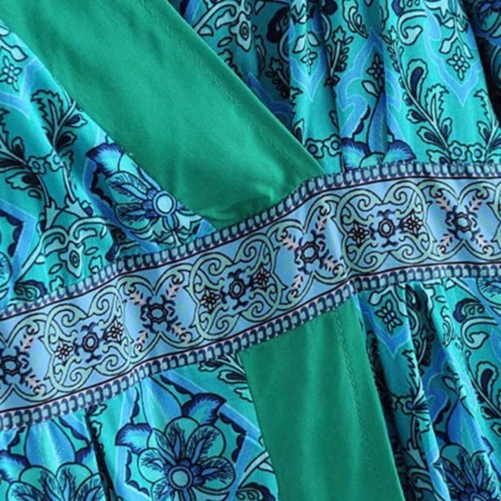 Cardiff Blue Green Paisley Dress - Picture 7 of 8